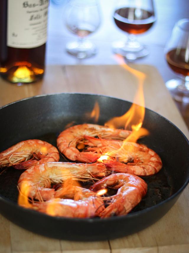 Gambas Flambées à l'Armagnac | Côte Landes Nature Tourisme