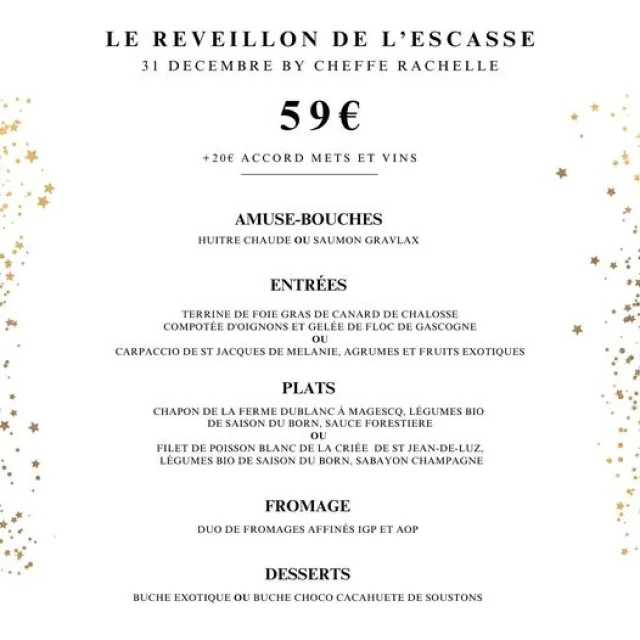 Lit-et-Mixe, l'Escasse (hôtel-Restaurant) et son menu de la St Sylvestre 2024